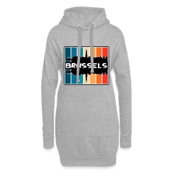 Bruxelles Belgique Skyline Silhouette Travel Souveni - Sweat-shirt à capuche long Femme - gris chiné - Devant