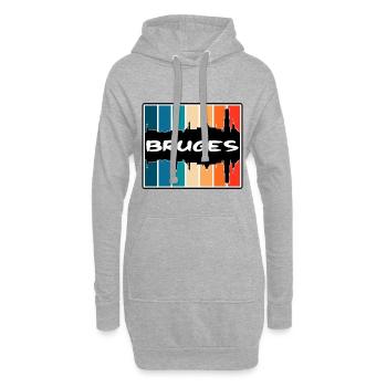 Bruges Belgique Skyline Silhouette Souvenir de voyage - Sweat-shirt à capuche long Femme - gris chiné - Devant