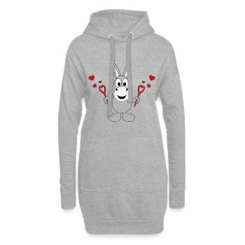 ESEL - LIEBE - SEIFENBLASEN - TIER - KIND - BABY - Hoodie-Kleid - Grau meliert - Vorne