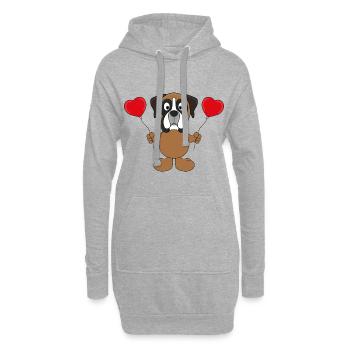 HUND - BOXER - LUFTBALLONS - LIEBE - LOVE - Hoodie-Kleid - Grau meliert - Vorne