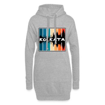 Kolkata Inde Skyline Silhouette Souvenir de voyage - Sweat-shirt à capuche long Femme - gris chiné - Devant