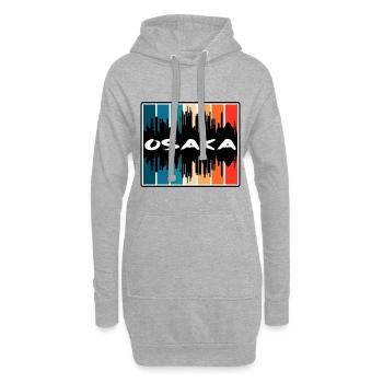 Osaka Japon Skyline Silhouette Souvenir de voyage - Sweat-shirt à capuche long Femme - gris chiné - Devant