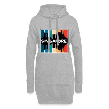 Singapour Singapour Skyline Silhouette Souv de voyage - Sweat-shirt à capuche long Femme - gris chiné - Devant