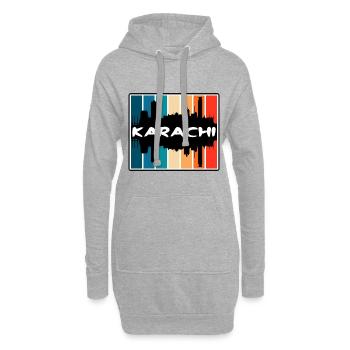 Karachi Pakistan Skyline Silhouette Voyage Souveni - Sweat-shirt à capuche long Femme - gris chiné - Devant