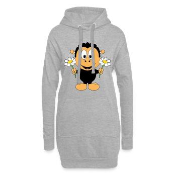 SCHWARZES SCHAF - BLUMEN - TIER - TIERISCH - Hoodie-Kleid - Grau meliert - Vorne