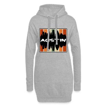Austin Texas États-Unis Skyline Silhouette Voyage Souveni - Sweat-shirt à capuche long Femme - gris chiné - Devant