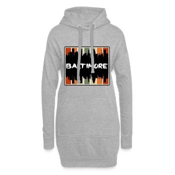 Baltimore Maryland États-Unis Skyline Silhouette Voyage S - Sweat-shirt à capuche long Femme - gris chiné - Devant
