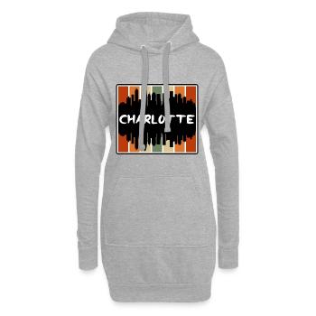 Charlotte Caroline du Nord États-Unis Skyline Silhouette Tr - Sweat-shirt à capuche long Femme - gris chiné - Devant