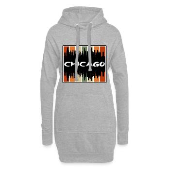 Chicago Illinois États-Unis Skyline Silhouette Voyage Sou - Sweat-shirt à capuche long Femme - gris chiné - Devant