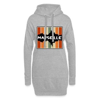 Marseille Frankreich Skyline Silhouette Reise Souveni - Hoodie-Kleid - Grau meliert - Vorne
