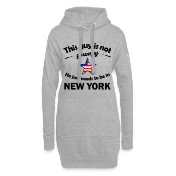Chez lui à New York - Sweat-shirt à capuche long Femme - gris chiné - Devant