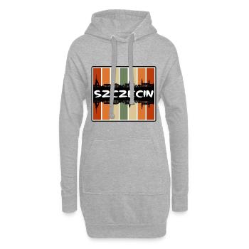 Szczecin Pologne Skyline Silhouette Souvenir de voyage - Sweat-shirt à capuche long Femme - gris chiné - Devant
