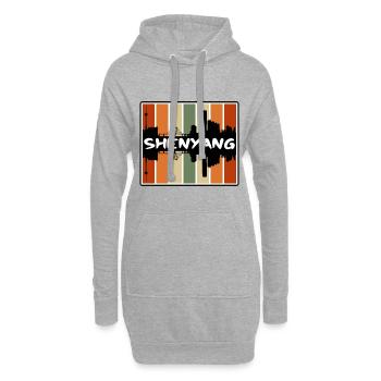 Shenyang Chine Skyline Silhouette Voyage Souvenir - Sweat-shirt à capuche long Femme - gris chiné - Devant