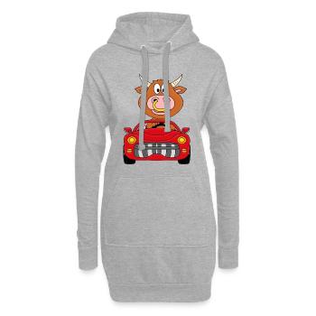 BULLE - RIND - STIER - KUH - AUTO - TIER - Hoodie-Kleid - Grau meliert - Vorne
