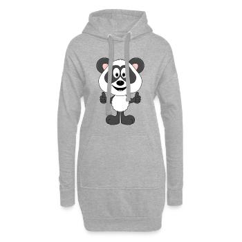 PANDA - BÄR - TIER - KIND - BABY - Hoodie-Kleid - Grau meliert - Vorne