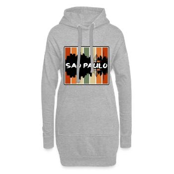 Sao Paulo Brésil Skyline Silhouette Voyage Souveni - Sweat-shirt à capuche long Femme - gris chiné - Devant