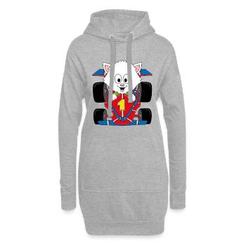 KATZE - KATER - AUTO - RENNWAGEN - MOTORSPORT - Hoodie-Kleid - Grau meliert - Vorne