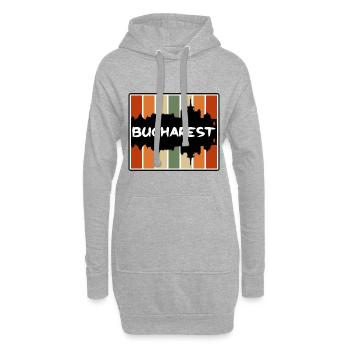 Bucarest Roumanie Skyline Silhouette Travel Souven - Sweat-shirt à capuche long Femme - gris chiné - Devant