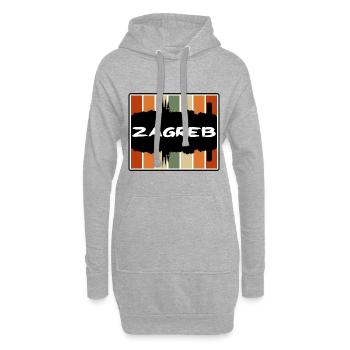 Zagreb Croatie Skyline Silhouette Souvenir de voyage - Sweat-shirt à capuche long Femme - gris chiné - Devant
