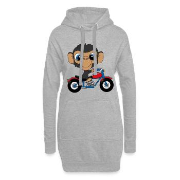 AFFE - MOTORRAD - BIKER - MOTORSPORT - TIER - Hoodie-Kleid - Grau meliert - Vorne