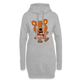 BÄR - TEDDY - TEDDYBÄR - WANDERN - BERGE - TIER - Hoodie-Kleid - Grau meliert - Vorne