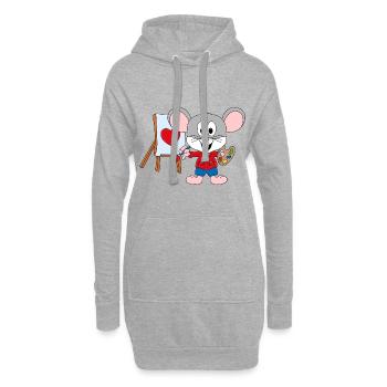 MAUS - KUNST - KÜNSTLER - LIEBE - LOVE - MALEN - Hoodie-Kleid - Grau meliert - Vorne