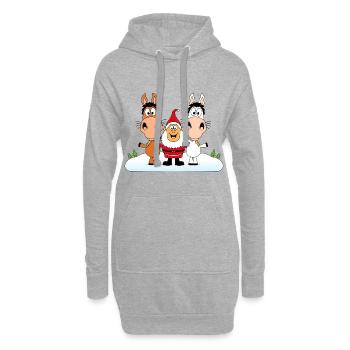 PFERDE - WEIHNACHTEN - TIERE - TIERISCH - REITEN - Hoodie-Kleid - Grau meliert - Vorne