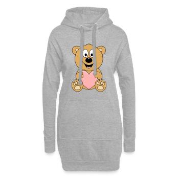TEDDY - BÄR - TEDDYBÄR - LIEBE - HERZ - VERLIEBT - Hoodie-Kleid - Grau meliert - Vorne