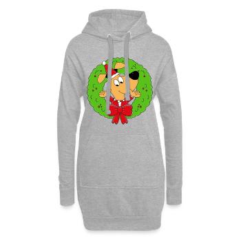 HUND - ADVENTSKRANZ - ADVENT - WEIHNACHTEN - TIER - Hoodie-Kleid - Grau meliert - Vorne
