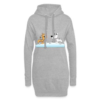 KATZE - HUND - SCHNEEBALLSCHLACHT - SCHNEE - TIERE - Hoodie-Kleid - Grau meliert - Vorne