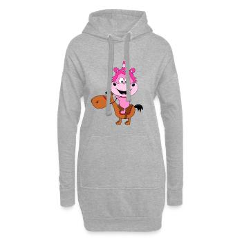 PFERD - PONY - EINHORN - REITEN - TIERISCH - Hoodie-Kleid - Grau meliert - Vorne