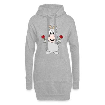 ZIEGE - BLUMEN - LIEBE - TIER - TIERISCH - Hoodie-Kleid - Grau meliert - Vorne