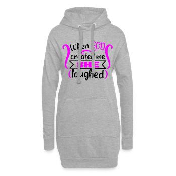 Quand Dieu m’a créée, elle a ri - Sweat-shirt à capuche long Femme - gris chiné - Devant