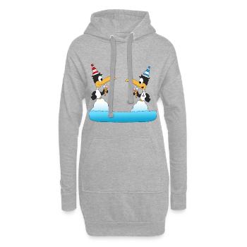 PINGUINE - EIS - TIERE - WINTER - LIEBE - LOVE - Hoodie-Kleid - Grau meliert - Vorne