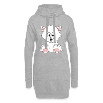 KATZE - KATER - TIER - TIERISCH - KIND - BABY - Hoodie-Kleid - Grau meliert - Vorne