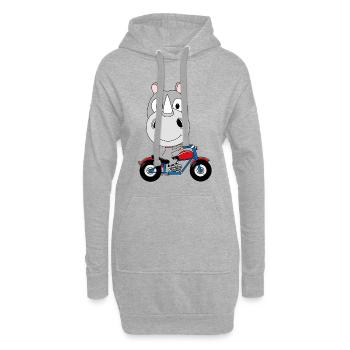 MOTORRAD - BIKER - NASHORN - TIER - TIERISCH - Hoodie-Kleid - Grau meliert - Vorne