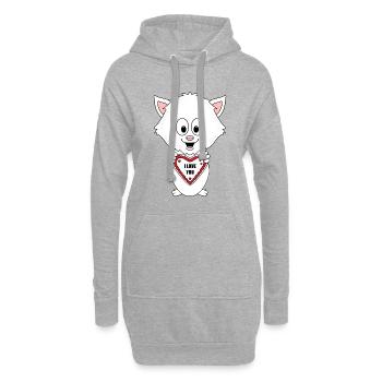 KATZE - KATER - TIER - LIEBE - LOVE - VERLIEBT - Hoodie-Kleid - Grau meliert - Vorne