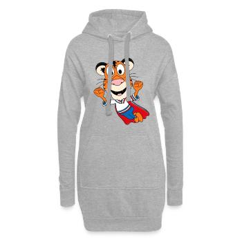 TIGER - SUPERHELD - TIER - TIERISCH - BABY - KIND - Hoodie-Kleid - Grau meliert - Vorne