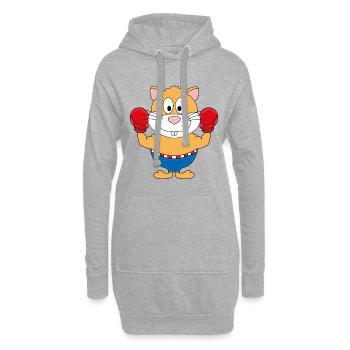 BOXER - HAMSTER - BOXEN - SPORT - TIER - TIERISCH - Hoodie-Kleid - Grau meliert - Vorne