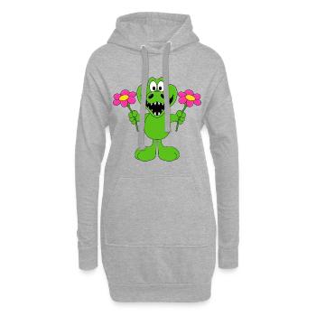 KROKODIL - BLUMEN - TIER - LIEBE - LOVE - TIERISCH - Hoodie-Kleid - Grau meliert - Vorne