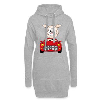 LAMA - ALPAKA - AUTO - TIER - TIERISCH - Hoodie-Kleid - Grau meliert - Vorne