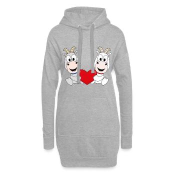 ZIEGEN - LIEBE - HERZ - TIERISCH - VERLIEBT - LOVE - Hoodie-Kleid - Grau meliert - Vorne