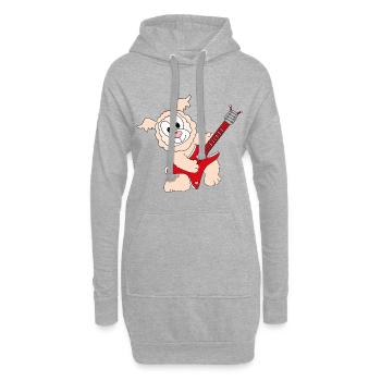 GITARRE - MUSIK - LIEBE - LAMA - ALPAKA - TIERISCH - Hoodie-Kleid - Grau meliert - Vorne