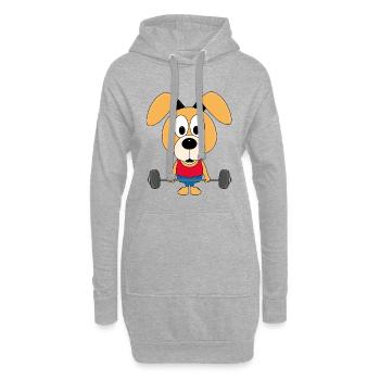 HUND - FITNESS - GEWICHTHEBER - FIT - SPORT - TIER - Hoodie-Kleid - Grau meliert - Vorne