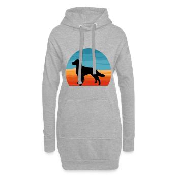 Britanny Dog Lover Silhouette Vintage Sunset - Sweat-shirt à capuche long Femme - gris chiné - Devant