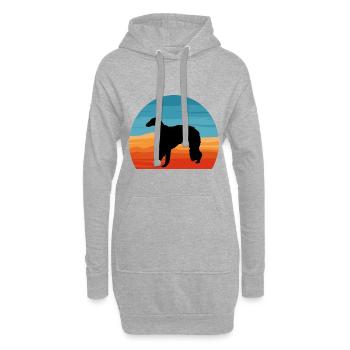 Borzoi Dog Lover Silhouette Vintage Sunset - Sweat-shirt à capuche long Femme - gris chiné - Devant