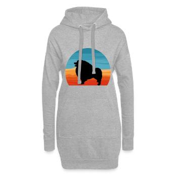 Keeshond Dog Lover Silhouette Vintage Sunset - Sweat-shirt à capuche long Femme - gris chiné - Devant