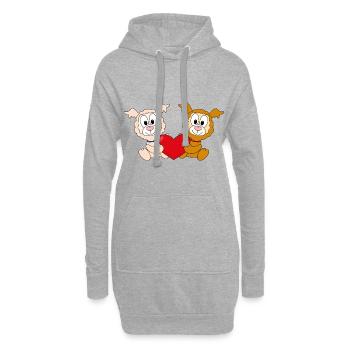 ALPAKA - LAMA - LIEBE - HERZ - TIERISCH - VERLIEBT - Hoodie-Kleid - Grau meliert - Vorne