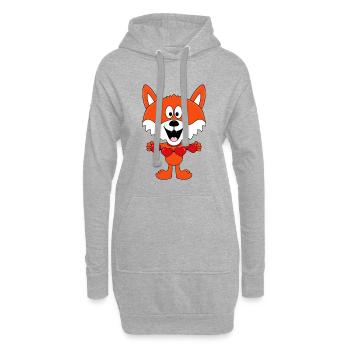 LIEBE - HERZEN - FUCHS - TIER - TIERISCH - LOVE - Hoodie-Kleid - Grau meliert - Vorne