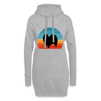 Indian Spitz Dog Lover Silhouette Vintage Sunset - Sweat-shirt à capuche long Femme - gris chiné - Devant